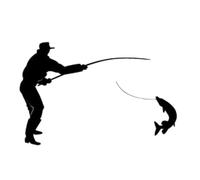 CHSLO Pegatinas para Coches 15,5 cm * 10,2 cm Interesante pescador pesca pescando barandilla de captura en un pez Calcomanías Pegatina de coche Vinilo plateado negro