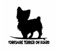 CHSLO Pegatinas para Coches 15.7X14.4CM Yorkshire Terrier A Bordo Divertido Perro Calcomanía Vinilo Coche Pegatina Ventana Negro/Plata