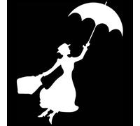 CHSLO Pegatinas para Coches 15,8 cm * 18,3 cm Mary Poppins Moda Estilo de Coche Decoración Vinilo Pegatina de Coche Negro/Plata