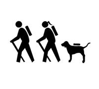 CHSLO Pegatinas para Coches 15.9CM * 8.3CM Moda Pareja Senderismo Perro Mochila Camping Coche Familiar Pegatina Calcomanía Vinilo