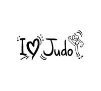 CHSLO Pegatinas para Coches 17.5 * 7.9CM I Love Judo Decor Parachoques de coche Decoración Pegatina Silueta de vinilo Reflectante Negro Plata