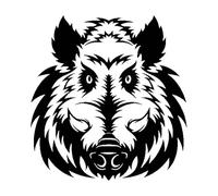 CHSLO Pegatinas para Coches 17,8 CM * 18,9 CM Una calcomanía de vinilo de cabeza de jabalí salvaje feroz Pegatina de coche plateado negro