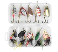 Chstarina 10 Piezas Señuelos Spinners Cebos Kit de Cucharilla de Pesca Artificiales para Lucio Perca Trucha