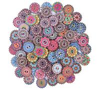Chstarina 100 Piezas botones de madera aleatorios mixtos retro de 20 mm Botones de flores con 2 agujeros para coser decoraciones artesanales de bricolaje (botones de flores)