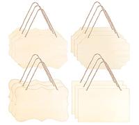 Chstarina 12 paneles colgantes de madera, panel en blanco de madera rectangular, placas de madera con cuerda para pirograbado, pintura, escritura y decoración
