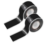 Chstarina 2 Rollos Cinta de Silicona de Autofusión Cinta de Reparación Impermeable Autoadhesiva Cinta Aislante Negro Multipropósito Cinta de Sellado para Reparación Tuberías Manguera 25mm × 6m