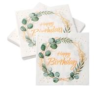 Chstarina 40 Piezas Servilletas Cumpleaños, Servilletas de Papel para Decoración de Mesa, 33 x 33 cm Verde Eucalipto Servilletas, para Fiestas Cumpleaños Celebraciones