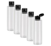 Chstarina 5 Piezas Botella de Viaje 200ml, Botellas Vacías Viaje, Rellenables, Transparente, Vacío, Botellas de Plastico para Cosméticos, Gel Ducha, Champú, Loción, Crema