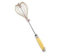 Chstarina Batidor de Huevos Semiautomático de Acero Inoxidable y Nailon, 14 Pulgadas Batidora de Empuje, Batidores de Huevos Manual, Batidor Giratorio Manual para Hornear, Batir, Espumar y Agitar