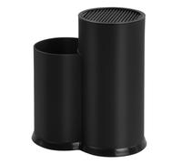 Chstarina Bloque para Cuchillos, Portacuchillos Universal, sin Cuchillo, 2 en 1, Negro, Soporte para Cuchillos, Bloque de Cuchillos con Soporte para Utensilios, Cuchillero para Cocina