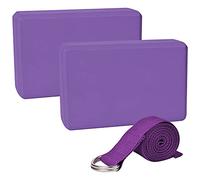 Chstarina Bloque y Correa para Yoga - Espuma Eva de Alta Densidad - Accesorios para Pilates y Ejercicios (Púrpura)
