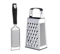 Chstarina Juego De 2 Rallador Cuadrado y Rallador de Queso Pequeño,Rallador de Queso Manual de Acero Inoxidable, Rallador de Limón con Mango Ergonómico, Ralladores de Cocina para Verduras, Queso,Fruta