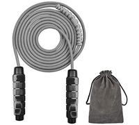 Chstarina Saltar la Cuerda para Adultos, 3.3M Comba Saltar Ajustable Sin Enredos con Rodamientos de Bolas de Rápidos y Mango Antideslizante de Espuma Suave para Fitness Boxeo y Quema Grasa (Gris)