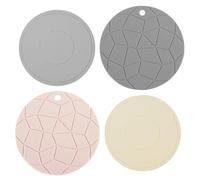 Chstarina Set de 4 Salvamanteles de Silicona, 15 y 18 cm Soporte para Ollas de Silicona, Resistente al Calor hasta 240 °F, Protector Sartenes de Silicona Multiusos, Salvamanteles de Silicona Redondo