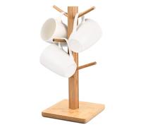 Chstarina Soporte de Árbol Taza de Madera, Soporte para Tazas Café, árbol Porta Tazas de Café, Estante de Taza de Café Estante de Secado de Tazas con 6 Ganchos para Taza de Café Taza (Cuadrado)