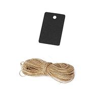 CHSYOO 500 x Etiquetas de papel Kraft, Etiquetas negras de regalo, Etiquetas pequeñas cuadradas de papel Kraft de 3.3X2CM y Cuerda de yute natural de 10M