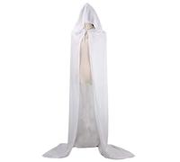 CHSYOO manto con capucha blanco capa larga con capucha para disfraces de Halloween fiesta bruja vampiro vampiro cosplay disfraces