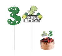 CHSZSH 1 vela 3er cumpleaños, inserto de pastel dinosaurio, verde, niños, número 5, tema de dinosaurio