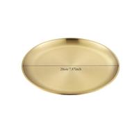CHTKAGV Bandeja for Servir Dorada de 3 uds., Platos Cena Acero Inoxidable, bandejas Redondas for Picnic, Camping al Aire Libre, inastillable, Apta for lavavajillas(3pcs 20cm Set)