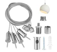 CHUANFU 10 Piezas Kit de Suspensión para Paneles LED, 1.5 mm x 1 m Cable de Acero Inoxidable Ajustable, Fijación de Techo Cables Sintéticos y Acero para Panel LED Techo Acuarios y Lámparas Colgantes