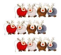 CHUANFU 12 Piezas Renos Colgantes de Árbol Navidad, Decoraciones de Navidad, Adornos Navideños con Alces, para el Hogar, Fiesta de Vacaciones