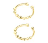 CHUANFU 2 Piezas Anillos de Ansiedad, Acero Inoxidable Anillo Antiestres Mujer, Abierto Anillos Giratorio Ajustables, Regalos para Mujere Niñas, Oro