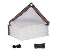 CHUANFU 2 x 2 m Lonas Impermeables Exterior con Ojales, Lona Transparentes de PE Plástico con 5 m SOGA y 25 Bridas Resistente Desgarro Plegable Tarpaulin Toldo, para Camping Invernaderos Jardines