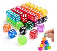 CHUANFU 50 Piezas Dados 6 Caras, 14mm Juego de Dados con Caja de Plástico Portátil, Coloridos Dice de Esquina Redondeados, para Fiestas de Juegos de Mesa, Enseñanza de Matemática, Regalos, 10 Colores