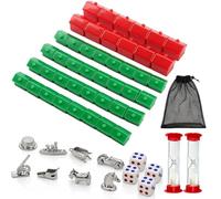 CHUANFU 59 Piezas de Repuesto para Monopoly Classic, 12 Hoteles Rojos, 32 Casas Verdes 8 Figuras de Metal 2 Reloj de Arena, Accesorios de Plástico para Juegos de Hotel y Juegos de Mesa