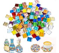 CHUANFU 900g Azulejos de Mosaico de Cristal Coloridos, 1x1cm Cuadrado Teselas para Mosaicos, Cristales Mosaicos Manualidades, para Baño, Decoración Hogar, Proyectos, Serie de Colores Mezclados