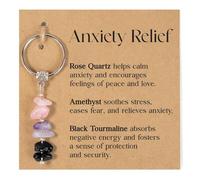 CHUANFU Llavero de Mujer, Anillas Llaveros de Cristal de Curación, Originales Colgante de la Llavero Mujer con Tarjetas, Regalos Suerte Para Mujeres y Niñas (A)