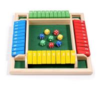 CHUANFU Shut The Box, Juego de Mesa de Madera para 4 Jugadores con 8 Dados, Clásico Juego de Dados, Juguetes de Viaje, Entrenamiento Lógica Matemáticas para Niños Padres Hijos Fiesta (Multicolor)