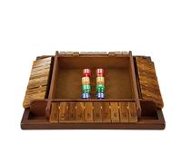 CHUANFU Shut The Box, Juego de Mesa de Madera para 4 Jugadores con 8 Dados, Clásico Juego de Dados, Juguetes de Viaje, Entrenamiento Lógica Matemáticas para Niños Padres Hijos Fiesta (Marrón)