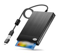 Chuanganzhuo Lector de disquete, unidad de disquete externa USB tipo A & C de 3.5 pulgadas, lector de disquetes de 3 1/2 para PC, portátil y portátil, textura cepillada