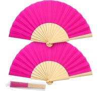 Chuangdi 2 piezas Plegables Hands Hands For Line Dancing Manual aplaudiendo a los fanticos de la iglesia de madera de la mano para mujeres con bolsa