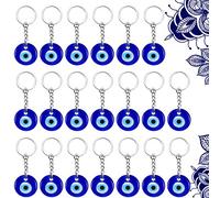 Chuangdi 20 Piezas de Llavero de Ojo Malvado Azul Turco Llavero de Colgantes de Dije de Fabricación de Vidrio con Anillo Adorno Colgante Accesorios de Joyería Amuleto para Buena Suerte