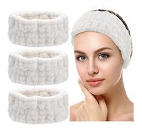 Chuangdi 3 diademas de spa para mujer, diadema de maquillaje facial, diadema de tela de rizo suave para lavar la cara, máscara facial, spa y ducha, regalos (blanco)