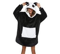 chuangminghangqi Manta con capucha de franela suave vestido suéter cálido y cómodo TV cubierta con capucha gruesa - gran bolsillo, A-negro., M