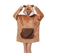 chuangminghangqi Manta unisex con mangas y capucha, para invierno, cómoda y cálida, manta de sofá de gran tamaño con animales, Capybara, M
