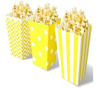 CHUANGOU 18 Pack Bolsa de Palomitas,Cajas de Palomitas de Maíz, Mini Caja de Fiesta de Palomitas Contenedor de Dulces(Amarillo)