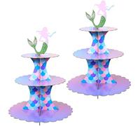 CHUANGOU 2 PCS Soporte de Magdalena，3-Tier Postre Soporte de Magdalenas，para Fiestas, el té de la Tarde,Cumpleaños,Bodas,Baby Shower, Postres（Sirena）.