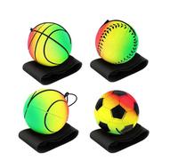 CHUANGOU 4 Piezas Pelotas Elásticas, Pelota de Goma con Correa para la muñeca, Pelotas con Goma Elastica