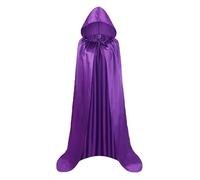 CHUANGOU Largo Capa con Capucha,Capas de Halloween,Fiesta de Halloween Disfraz Long Cloak Unisex Robe Cape（Morado,130cm）