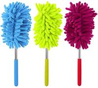 CHUANGOU - Plumero de Polvo de Microfibra con Varilla telescópica para Eliminar el Polvo y Las Manchas en Ventanas y Muebles, Juego de 3