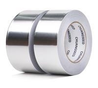 CHUANGSEED Cinta Adhesiva Aluminio,Cinta adhesiva profesional de aluminio de alta temperatura,Aliminum foil tape,2-Pack,plata-80mic,50mmX50m-Aislamiento térmico,reparación,fijación,ignífugo