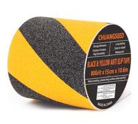 CHUANGSEED - Cinta antideslizante de seguridad, 15 cm x 10,6 m, tiras antideslizantes para escalera exterior, amarillo negro, para cinta escaleras averissement, escaleras, revestimientos de suelos,