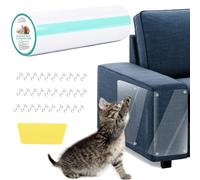 CHUANGSEED Cinta disuasoria antiarañazos para gatos, 30 cm x 3 m, cinta autoadhesiva transparente de entrenamiento, con 30 pines, 1 raspador, protector de sofá flexible para puerta (30 cm x 3 m)