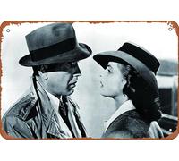 CHUANYE Póster de Casablanca con Ingrid Bergman y Humphrey Bogart de 1943 con el Oscar de 1943, cartel de metal retro vintage para decoración de pared