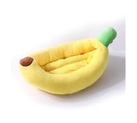 CHUANYGU Cama para mascotas con forma de barco de plátano, nido cálido de felpa suave para gatos y perros, transpirable, no tóxico, comodidad para mascotas pequeñas (XS)