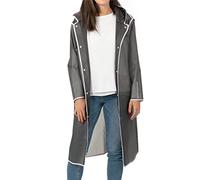 Chubasquero adulto gris semi-transparente, borde blanco. Detalles reflectantes alta visibilidad. Talla S